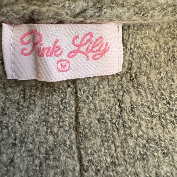 Pink Lily Color Block Striped Open Front Long Cardigan Sweater Medium - Picture 3 of 7